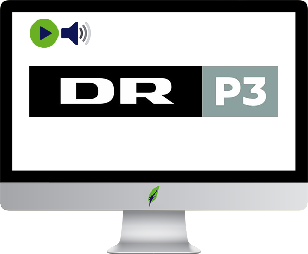 Afbeelding computerscherm met logo radiozender DR P3 - Denemarken - in kleur op transparante achtergrond - 600 * 496 pixels